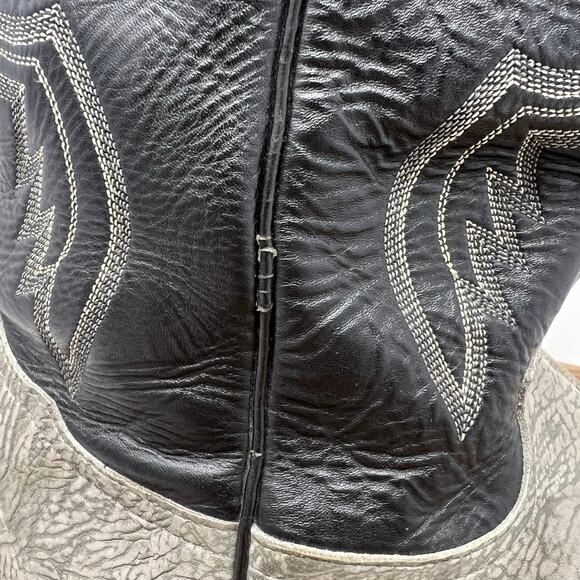 Tony Lama Men’s Size 10 E(Wide) Shrunken Bull Shoulder Gray/Black Cowboy Boots - Picture 9 of 12